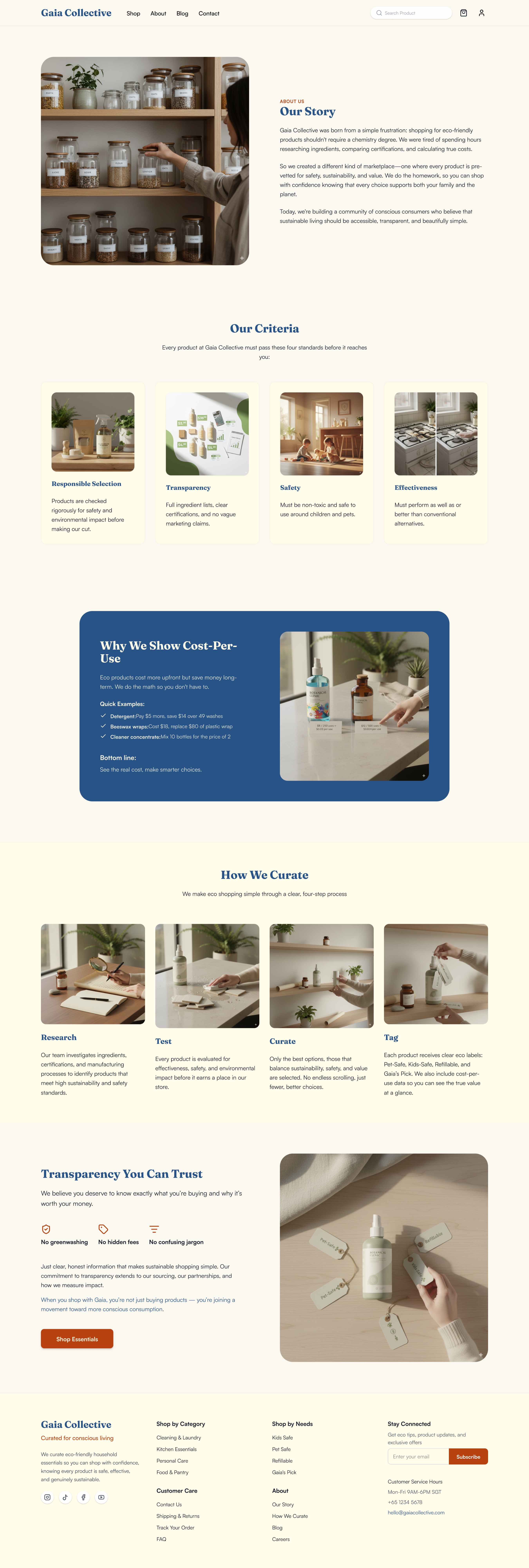 Our Story and Criteria Page